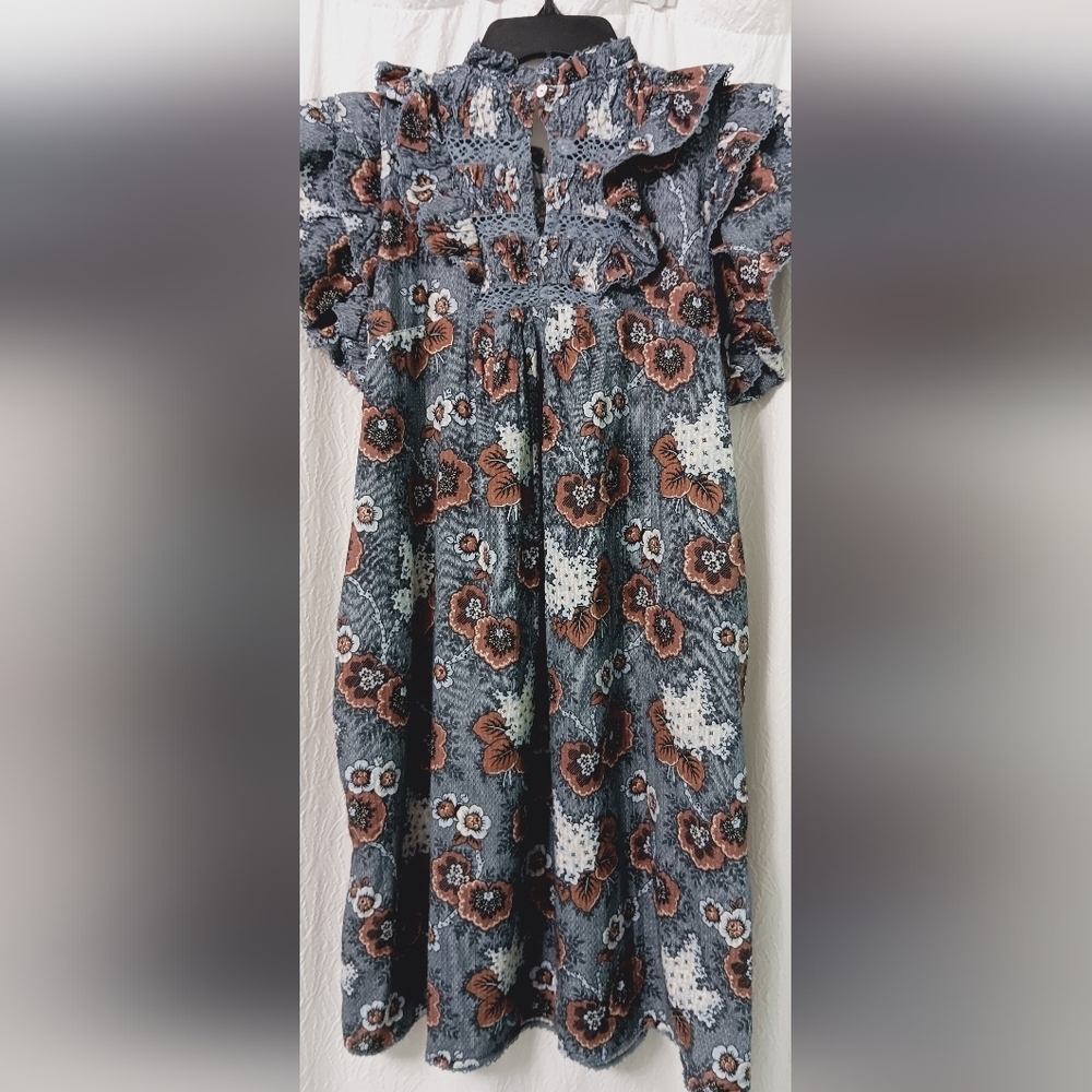 Sea New York Floral Ruffle Sleeve Mini  Dress With Pockets Size S - Picture 2 of 10